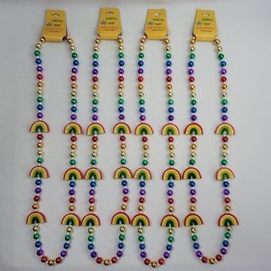 (4) Mardi Gras Bead Necklace - Rainbows
